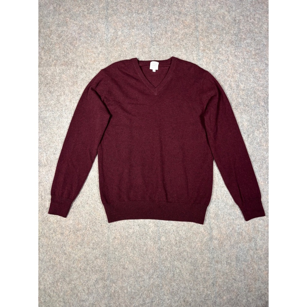 John Lewis Sweater Mens M Burgundy 100% Cashmere V-Neck Made in Italy Luxury